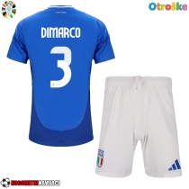 Otroške Nogometnih dresov Italija Federico Dimarco #3 Domači EP 2024 Kratki rokavi (+ hlače)